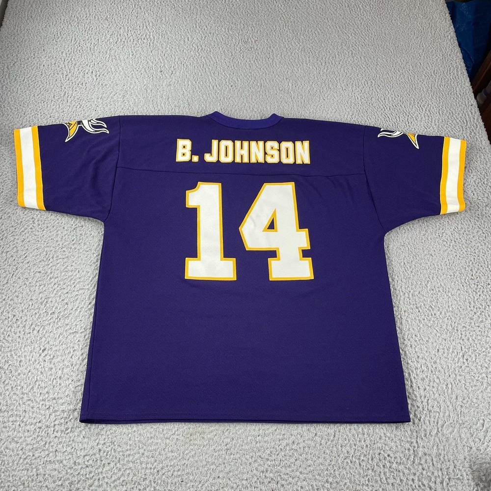 Vintage 90s Logo 7 Minnesota Vikings B. Johnson #14 Jersey‎ Size Large Made USA